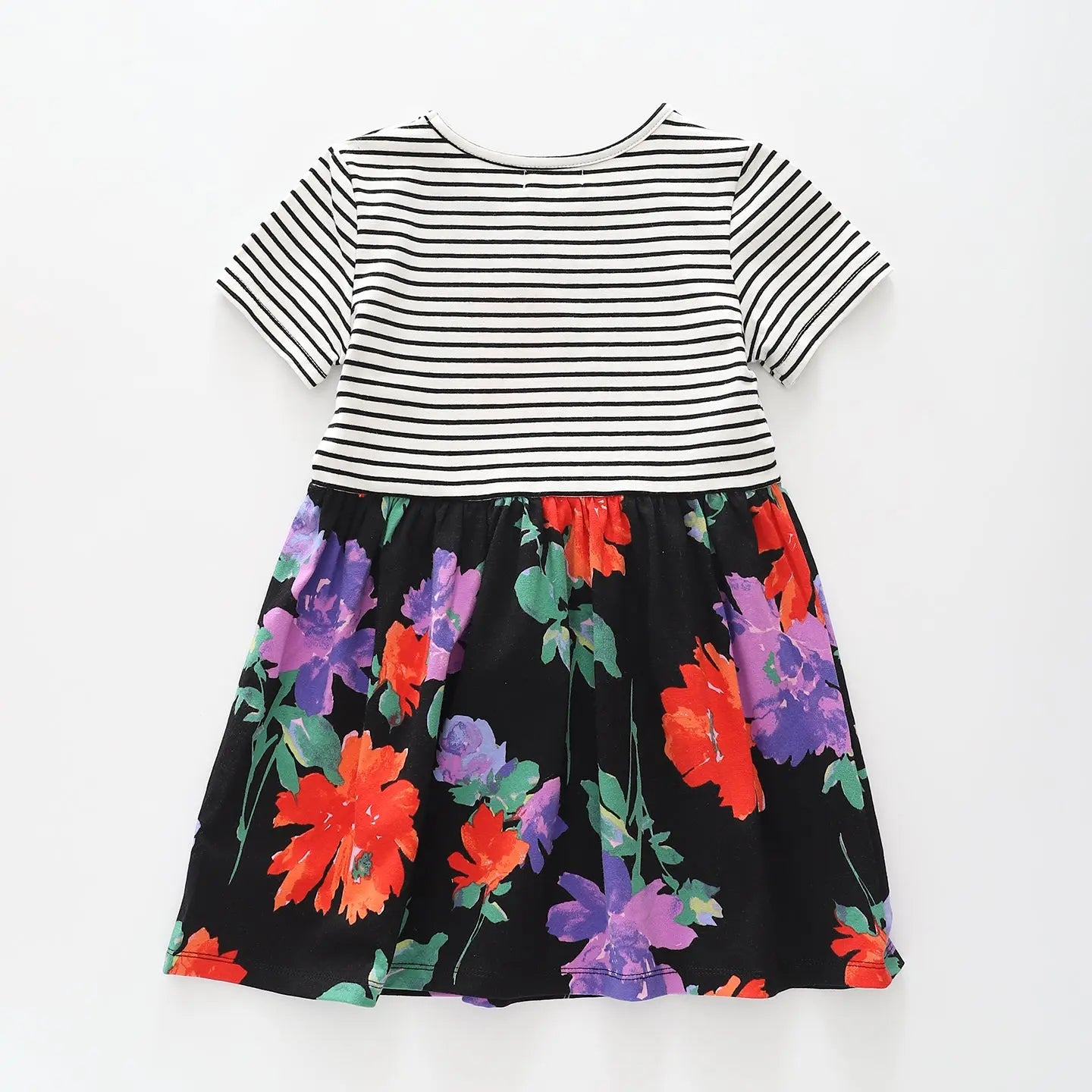 Stripes and Flowers Print Dress Ollies Place