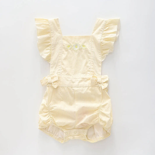 Sunshine Yellow Lazy Daisy Pinstripe Sunsuit Ollies Place