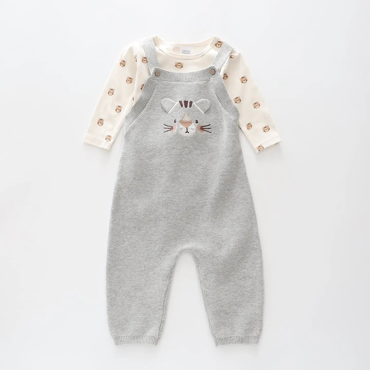 Tiny Tiger Knit Overalls Set Ollies Place