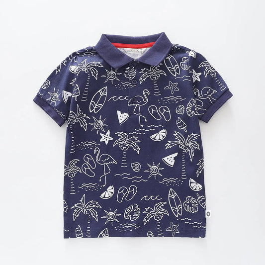 Tropical Print Polo T-shirt Ollies Place