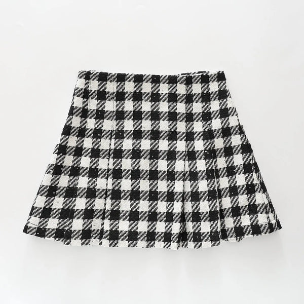 Tweed Check Mini Skirt - Ollies Place