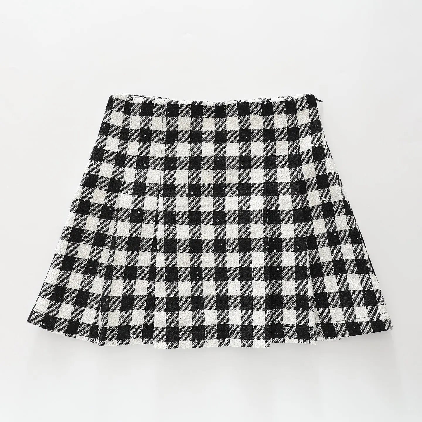 Tweed Check Mini Skirt - Ollies Place