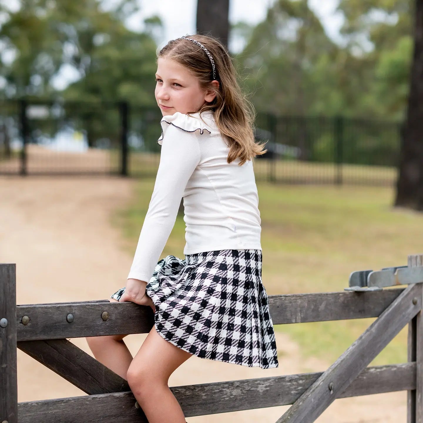 Tweed Check Mini Skirt - Ollies Place