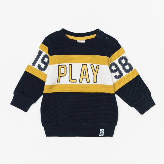 Varsity Kid Navy Play Sweater Top - Toddler Boy Ollies Place