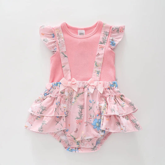 Vintage Pink Ruffle Romper Ollies Place