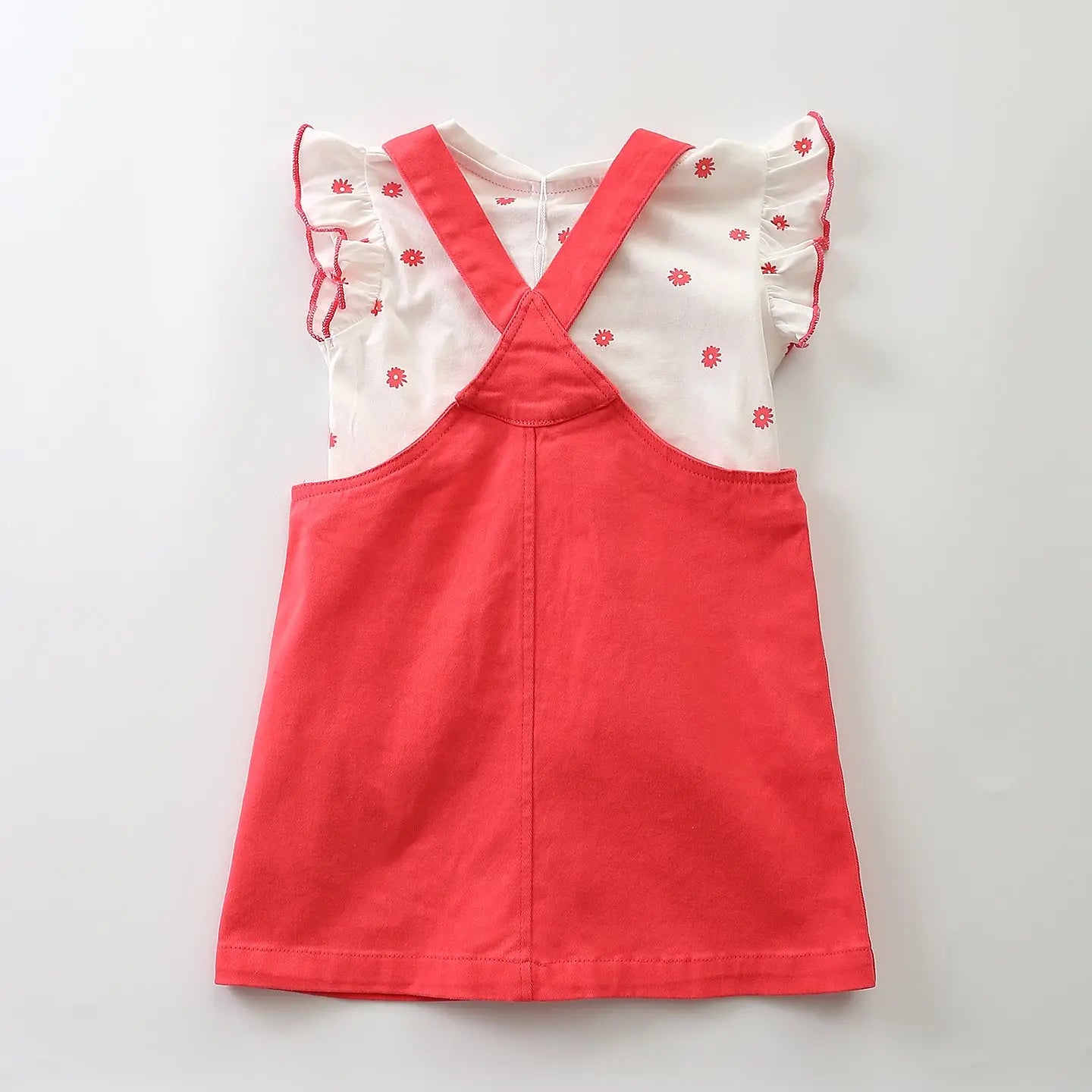 Watermelon Pink Denim Overall Dress Set Ollies Place