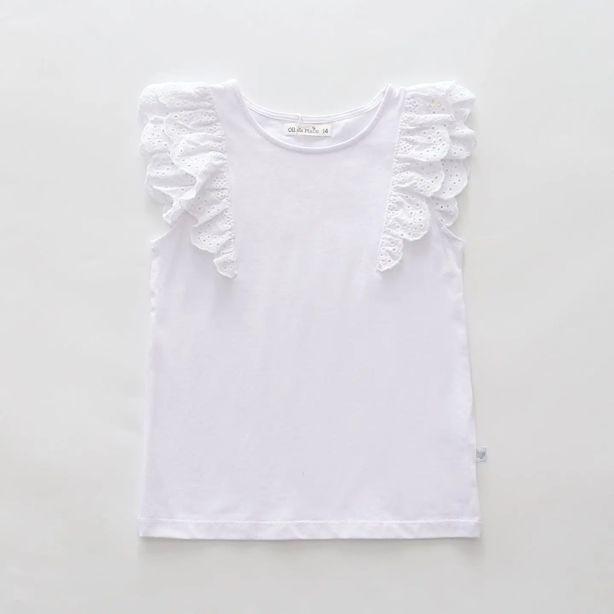 White Eyelet Trim Top Ollies Place