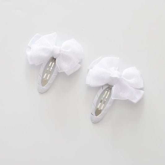 White Layered Bow Hair Clips 2 Pack Ollies Place