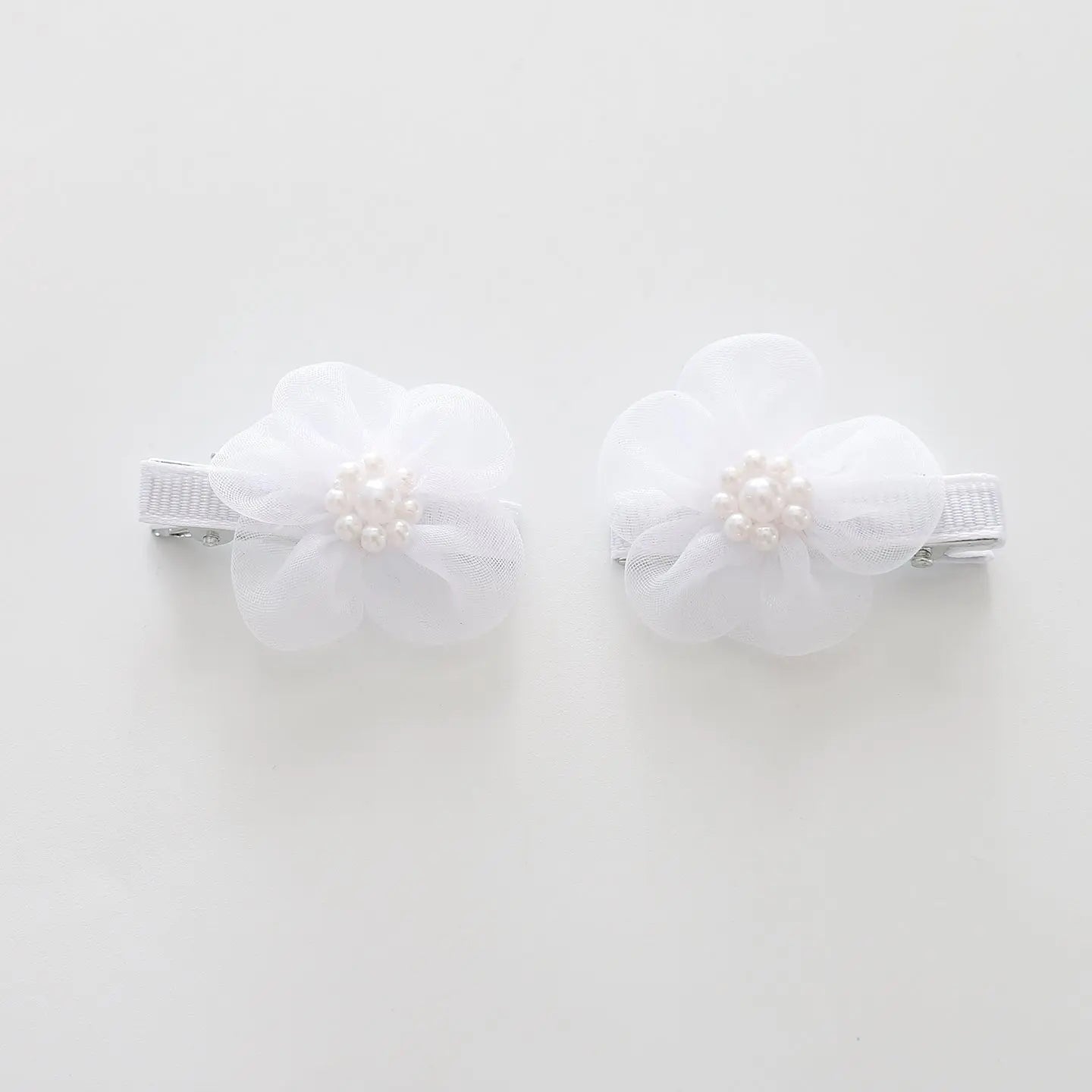 White Pearl Flower Hair Clips 2 Pack Ollies Place