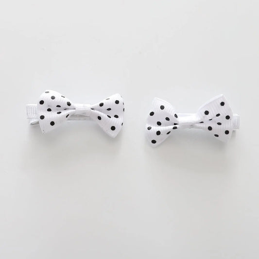 White Polka Dot Bow Hair Clips 2 Pack Ollies Place