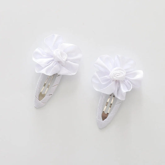White Rosette Hair Clips 2 Pack Ollies Place