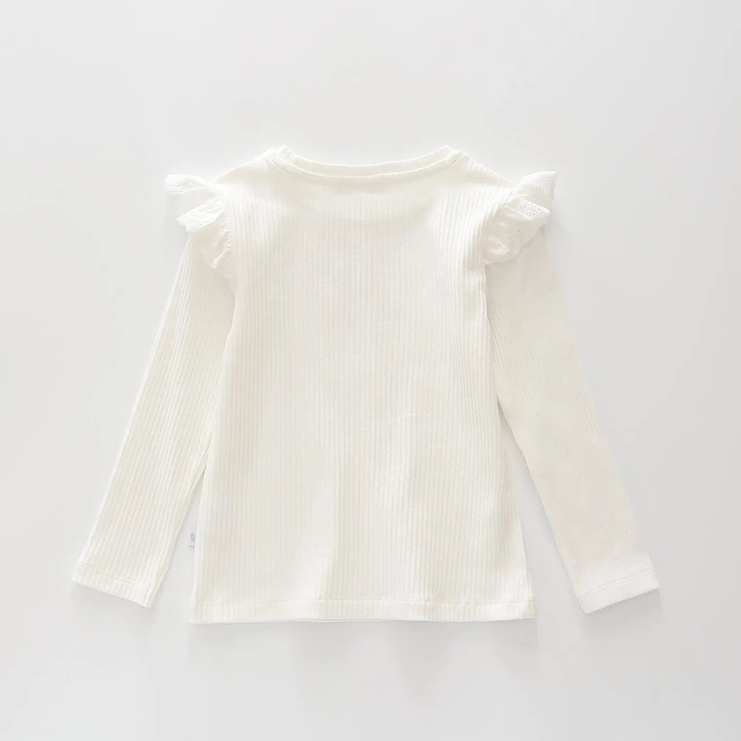 White Ruffle Trim LS Top Ollies Place