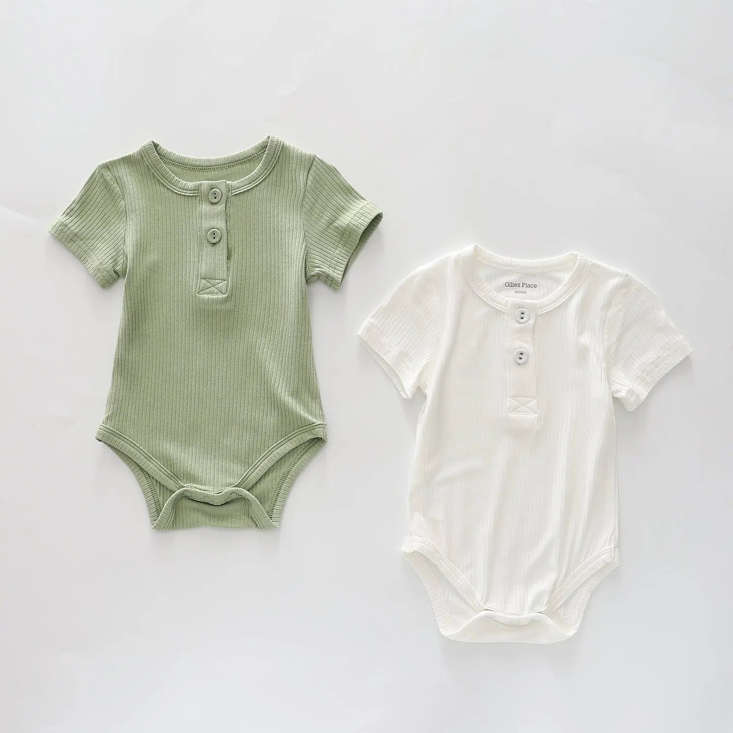 White and Green 2pc Bamboo Bodysuit Set Ollies Place