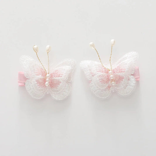 White and Pink Butterfly Hair Clips Ollies Place