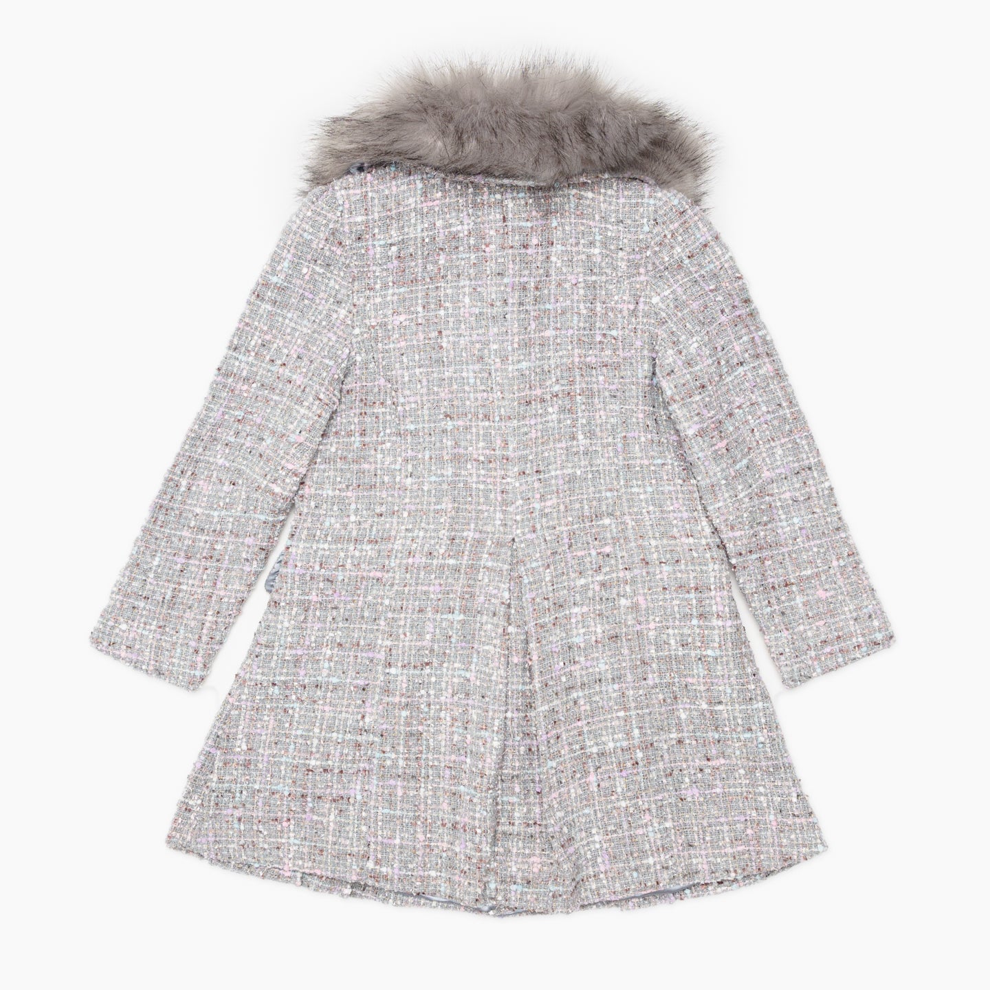 Girls Grey Fur Trim Woollen Coat Ollies Place