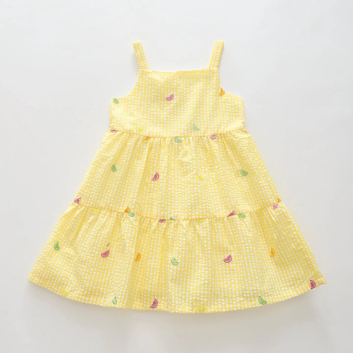 Yellow Seersucker Check Sun Dress Ollies Place