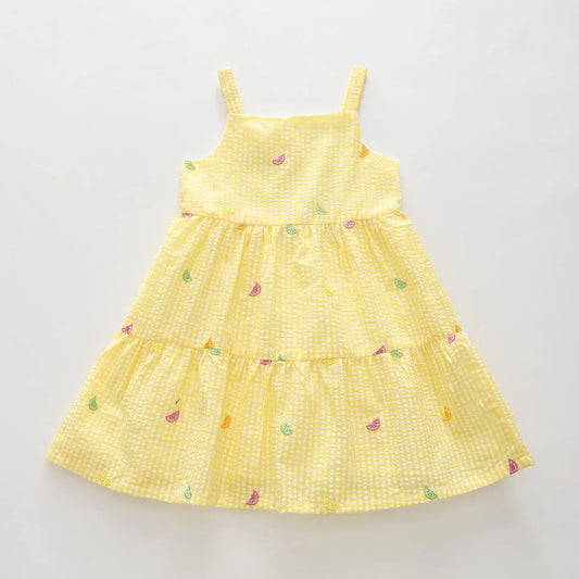 Yellow Seersucker Check Sun Dress Ollies Place