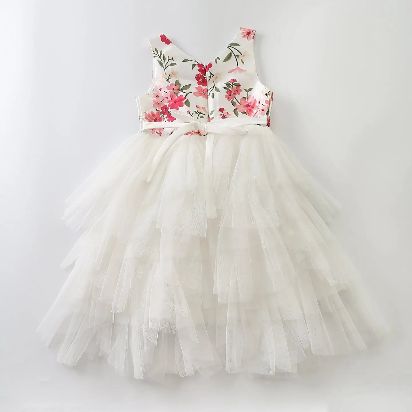 Young Girls Tiered Tulle Floral Formal Occasion Party Dress Ollies Place