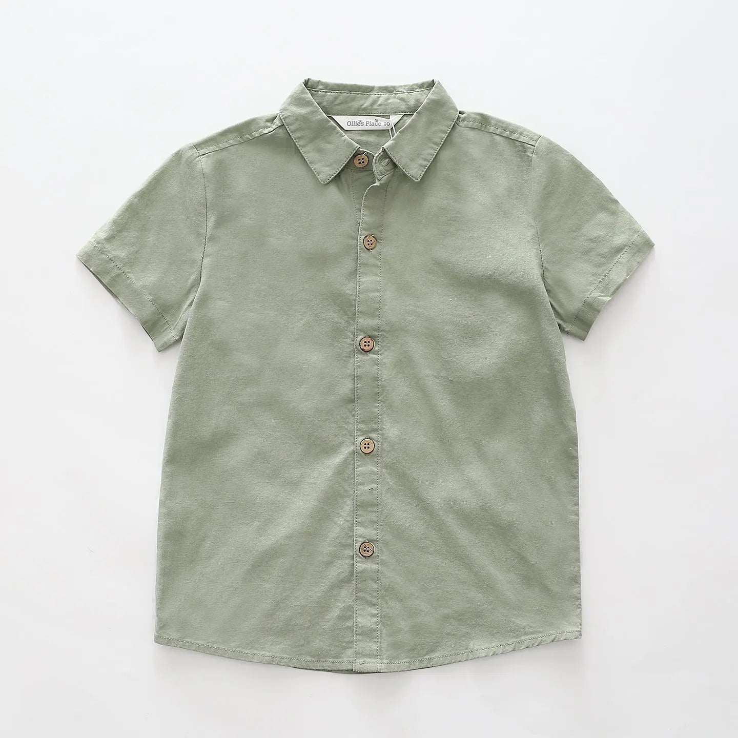 green-linen-blend-collared-shirt Ollies Place