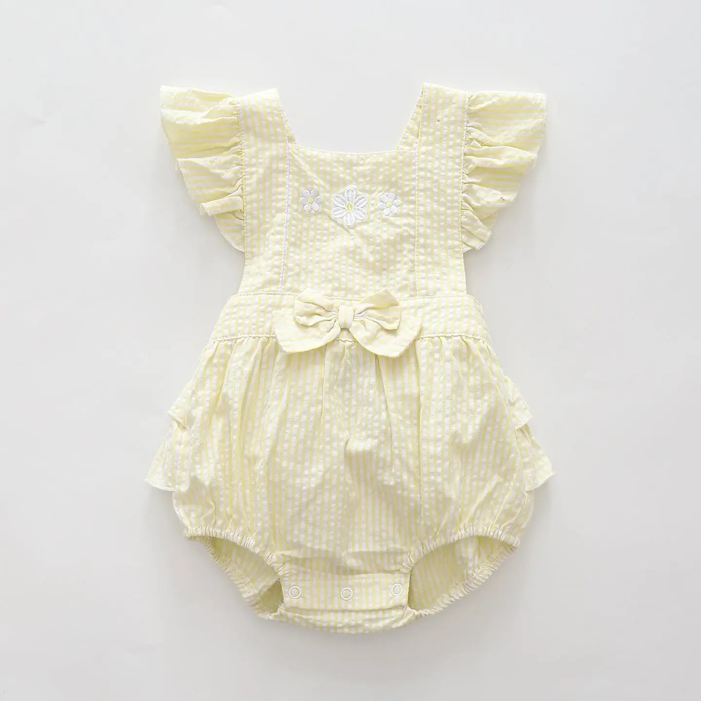 yellow-seersucker-ruffle-romper Ollies Place