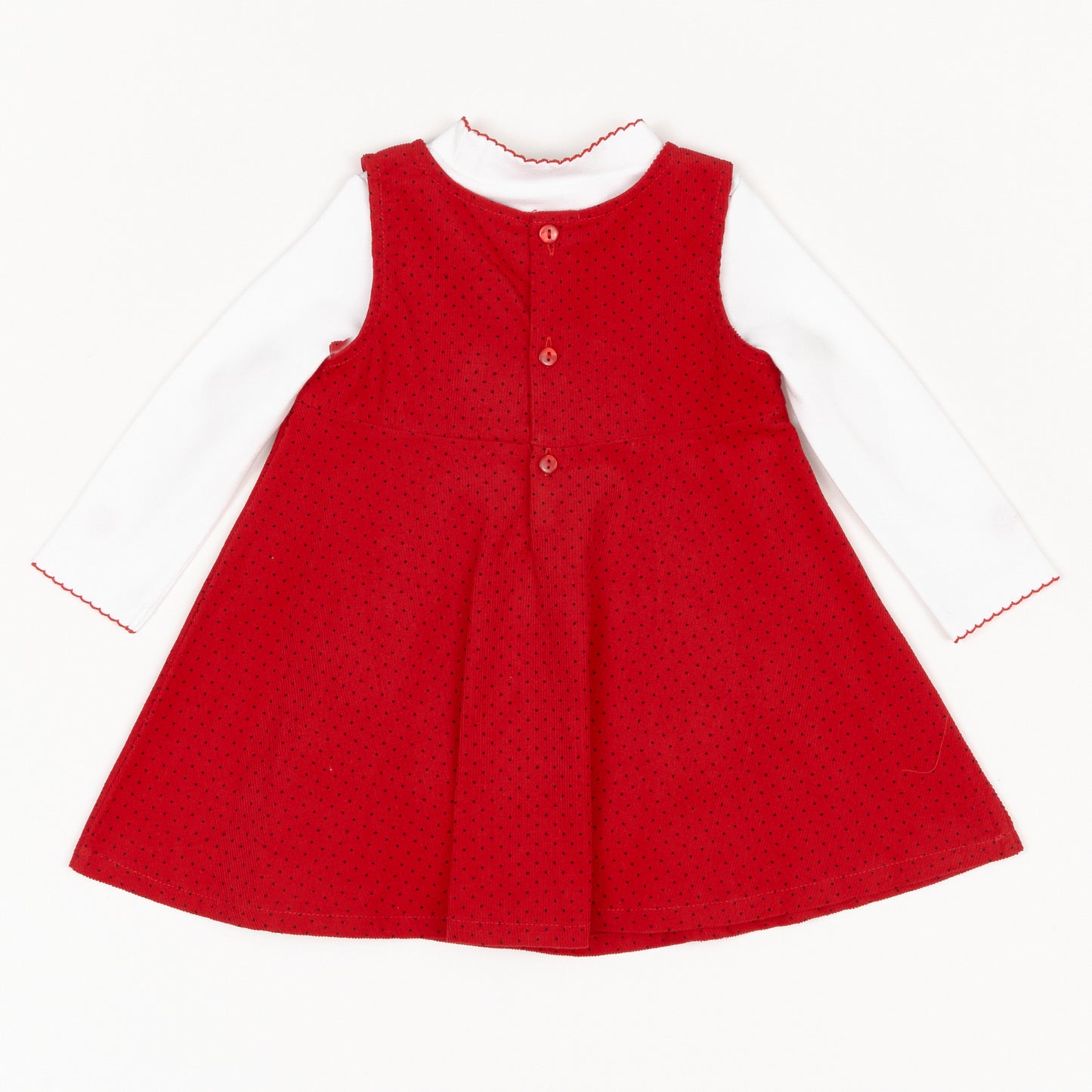 Baby Infant Girl Ladybug Cord Pinafore Dress Set