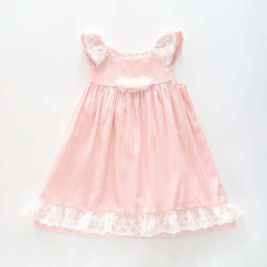 Girl's Pink and White Lace Party Dress