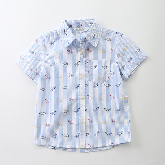 Junior Boys Dinosaur Print 100% Cotton Shirt