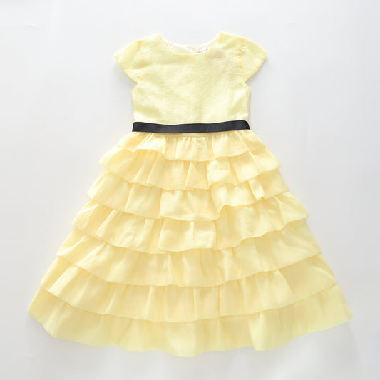 Girl's Tiered Yellow Party Dress