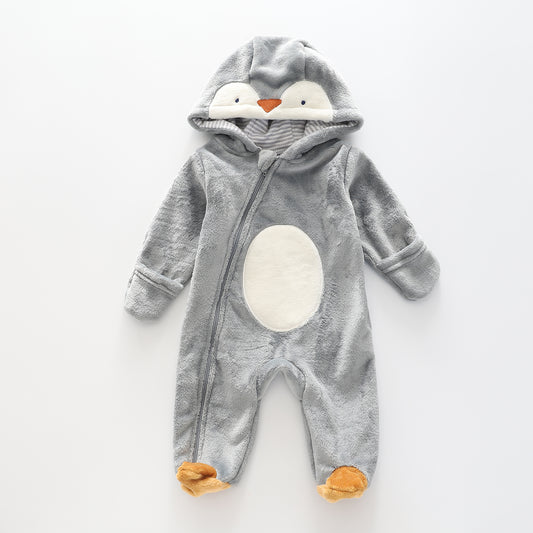 Snuggly Grey Penguin Faux Fur Padded Suit