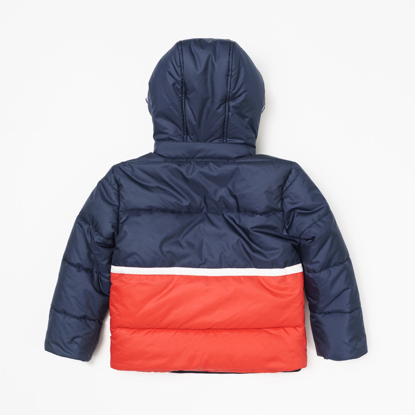Navy Red Hooded Puffer Jacket - Toddler Boy