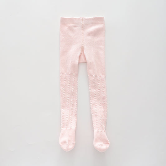 Girls Pink Cable Knit Tights
