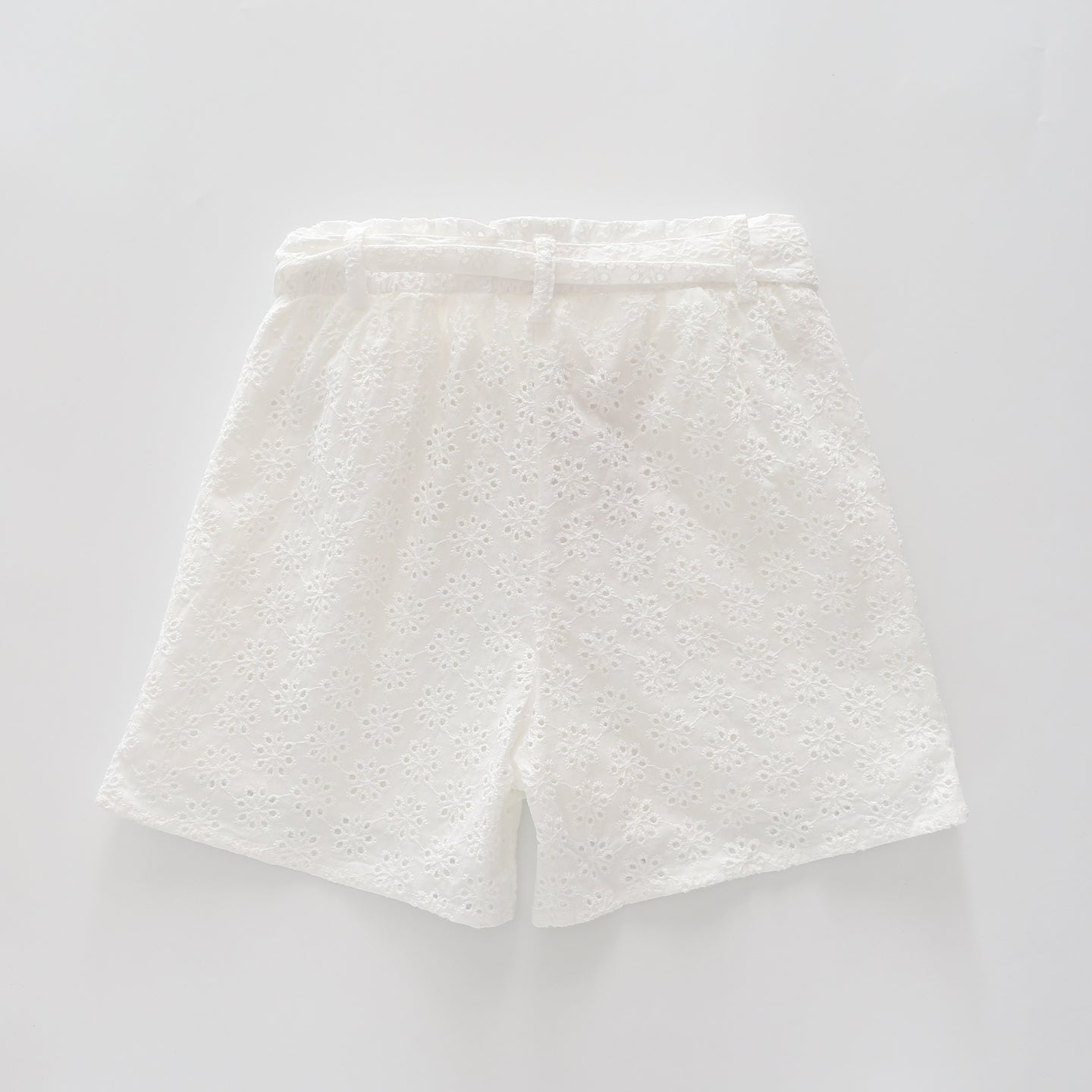 Girls White Lace Cut Out Detail Shorts