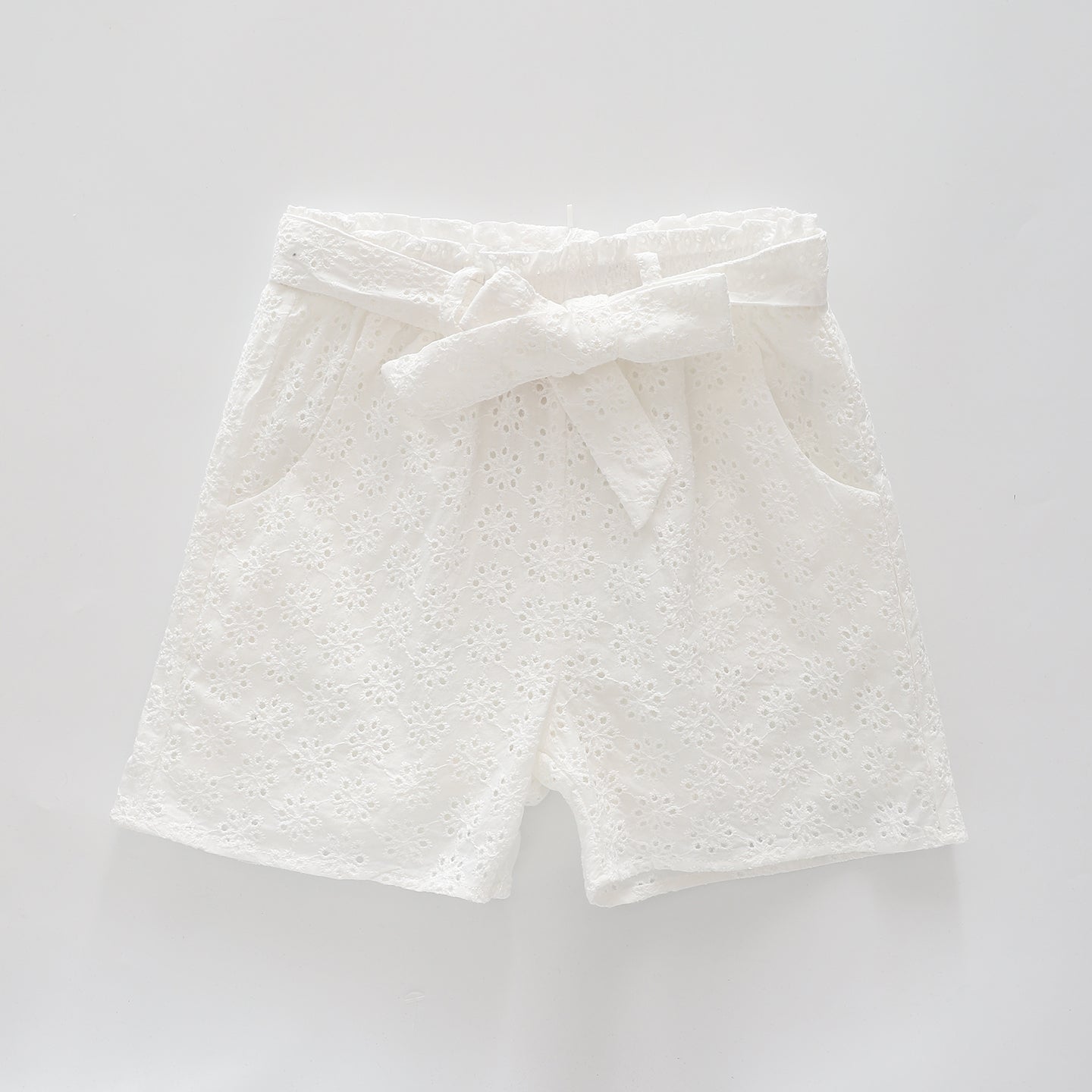 Girls White Lace Cut Out Detail Shorts
