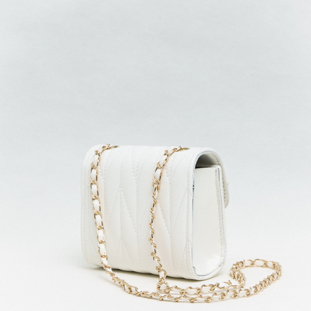 Mini White Quilted Heart Handbag