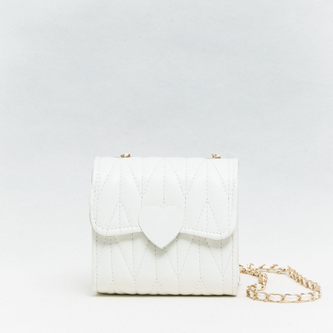 Mini White Quilted Heart Handbag