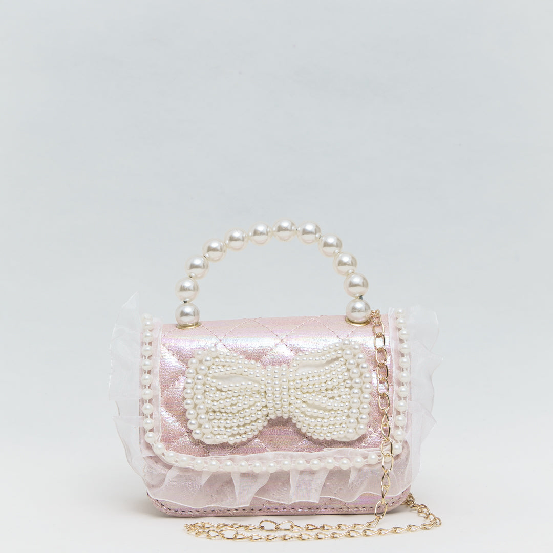 Mini Pink Faux Pearl Quilted Handbag