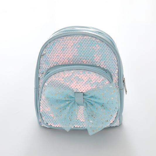 Light Blue Back Pack with Iridescent Blue and Pink Coloured Sequin