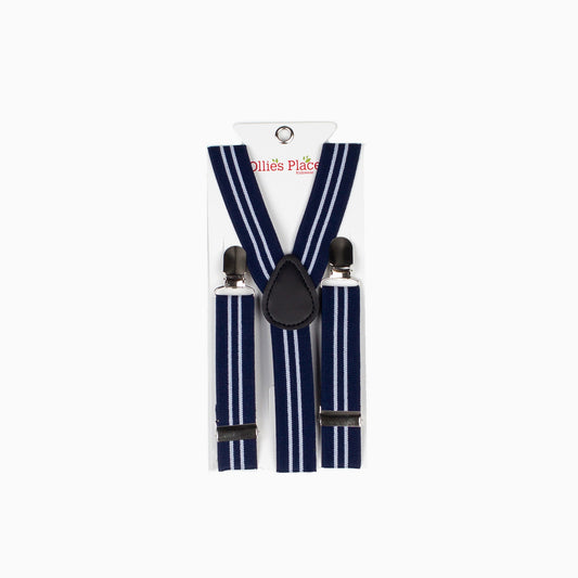 Boy Navy & White Stripe Suspenders