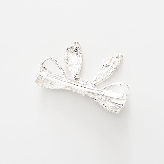 Silver Bow Hair Clip with Pearl and Diamante Detailing