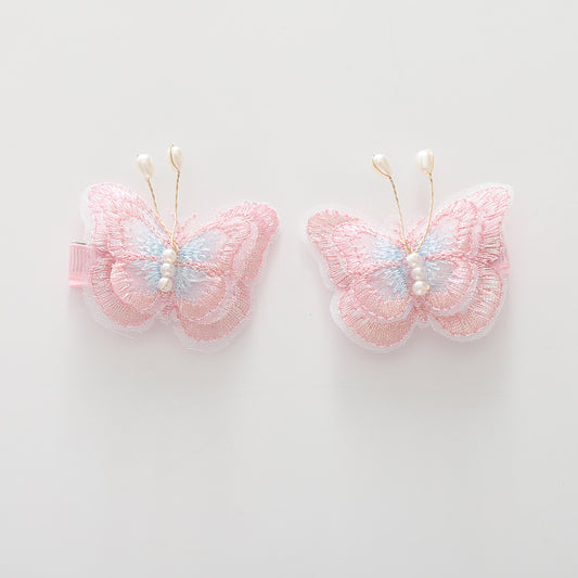 Pink and Blue Butterfly Hair Clips