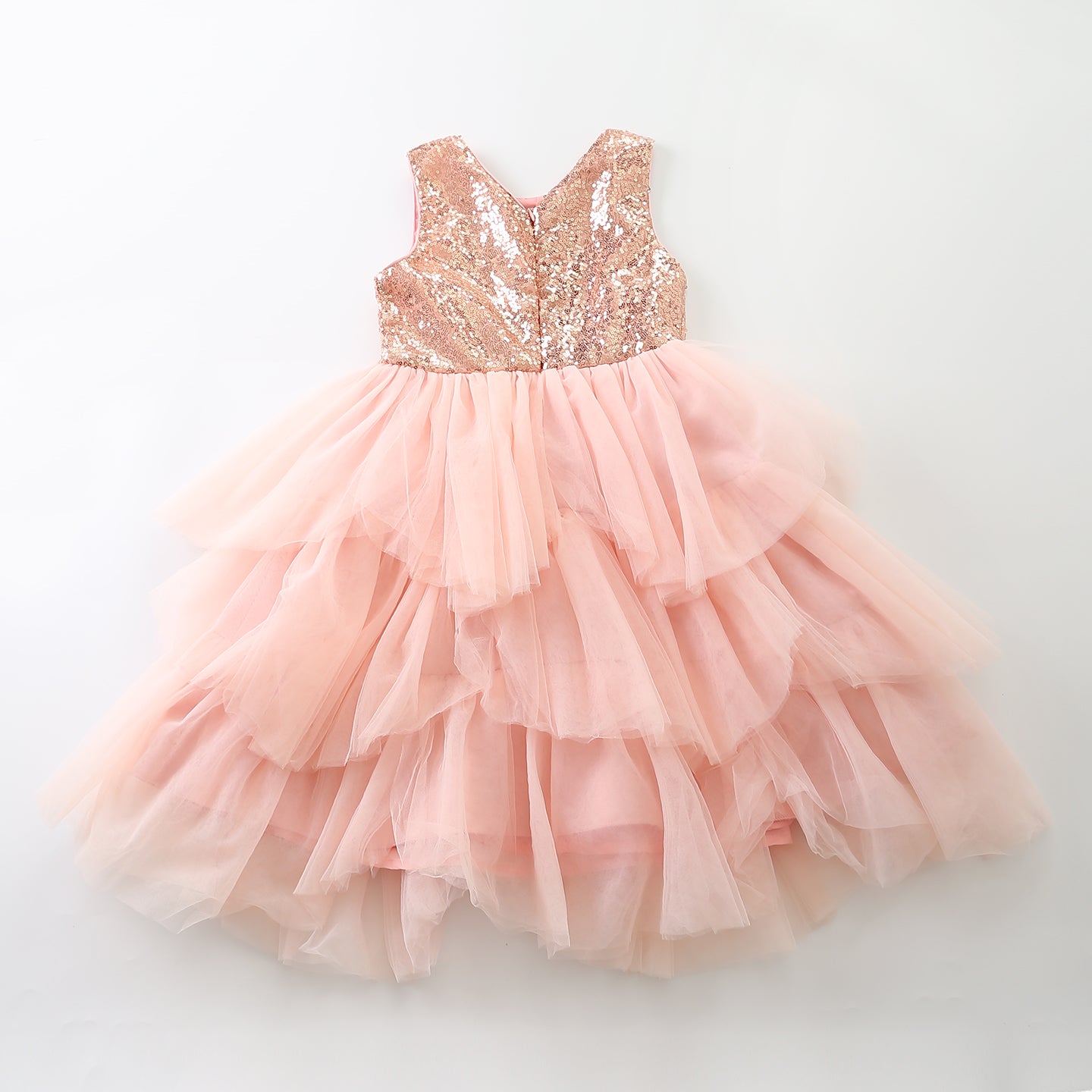 Gold Sparkle Layered Tulle Formal Dress - Girl