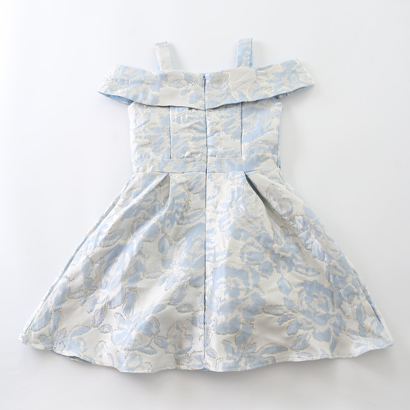 GDLMPD41 Girls' Cold Shoulder Blue Jacquard Dress