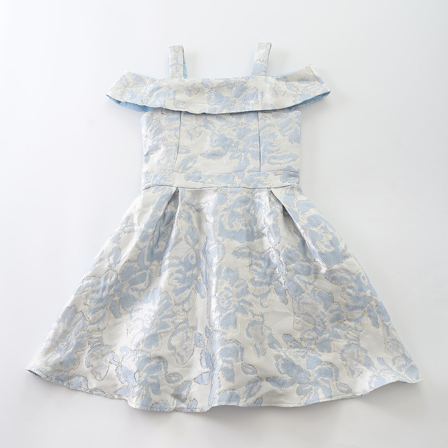 GDLMPD41 Girls' Cold Shoulder Blue Jacquard Dress