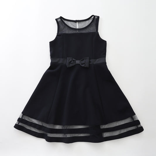 Little Miss Girl's Formal Dark Navy Panelled Party Dress