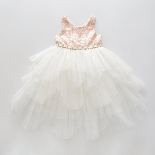 Girls' Pink and Gold Tulle Party Dress