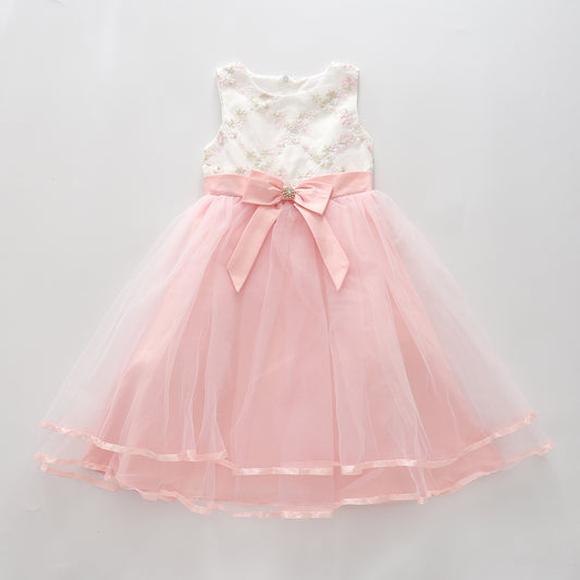 Rose Pink and White Lace Party Dress
