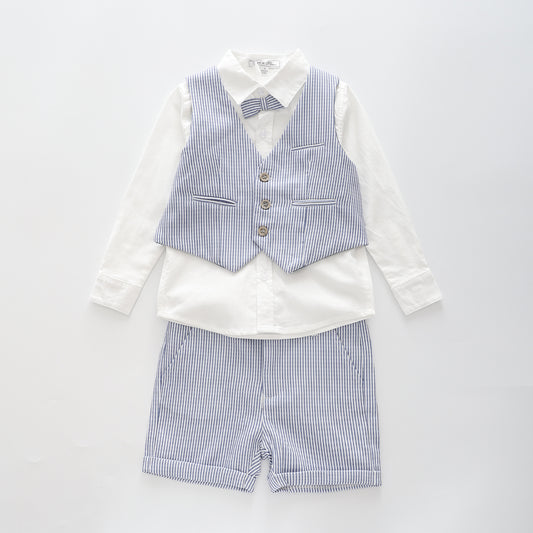 Boy's Blue And White Striped Occasion Set