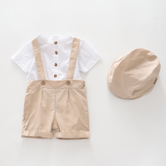 Boy's Oatmeal And White Occasion Set