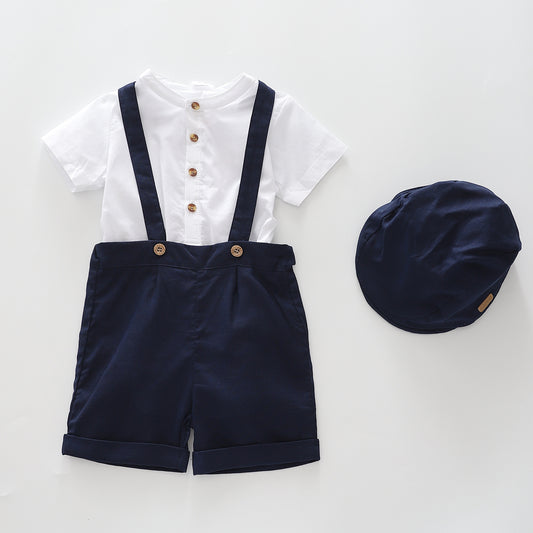 Boy's Navy Blue And White Occasion Set