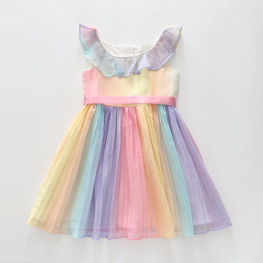 Girl's Pastel Rainbow Party Dress
